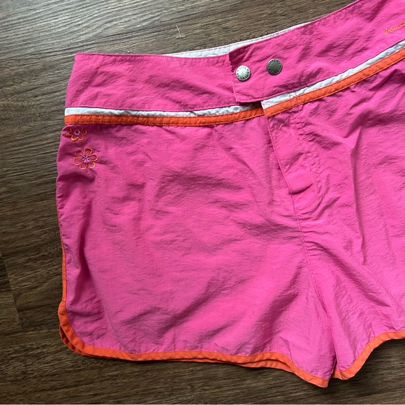 Y2K AMERICAN GIRL High Rise Pink Orange Embroidered Board Shorts Girlhood | M - Picture 4 of 16
